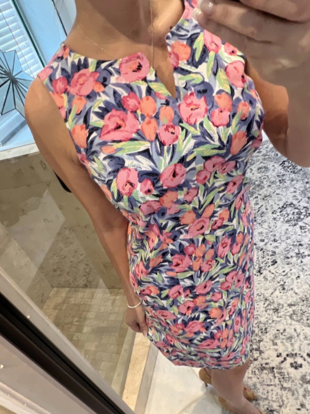 Talbots Floral Sheath Dress in Pink and Blue
